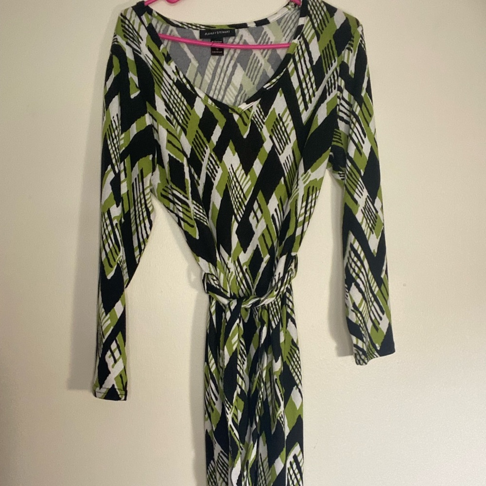 Green and Black Midi Dress